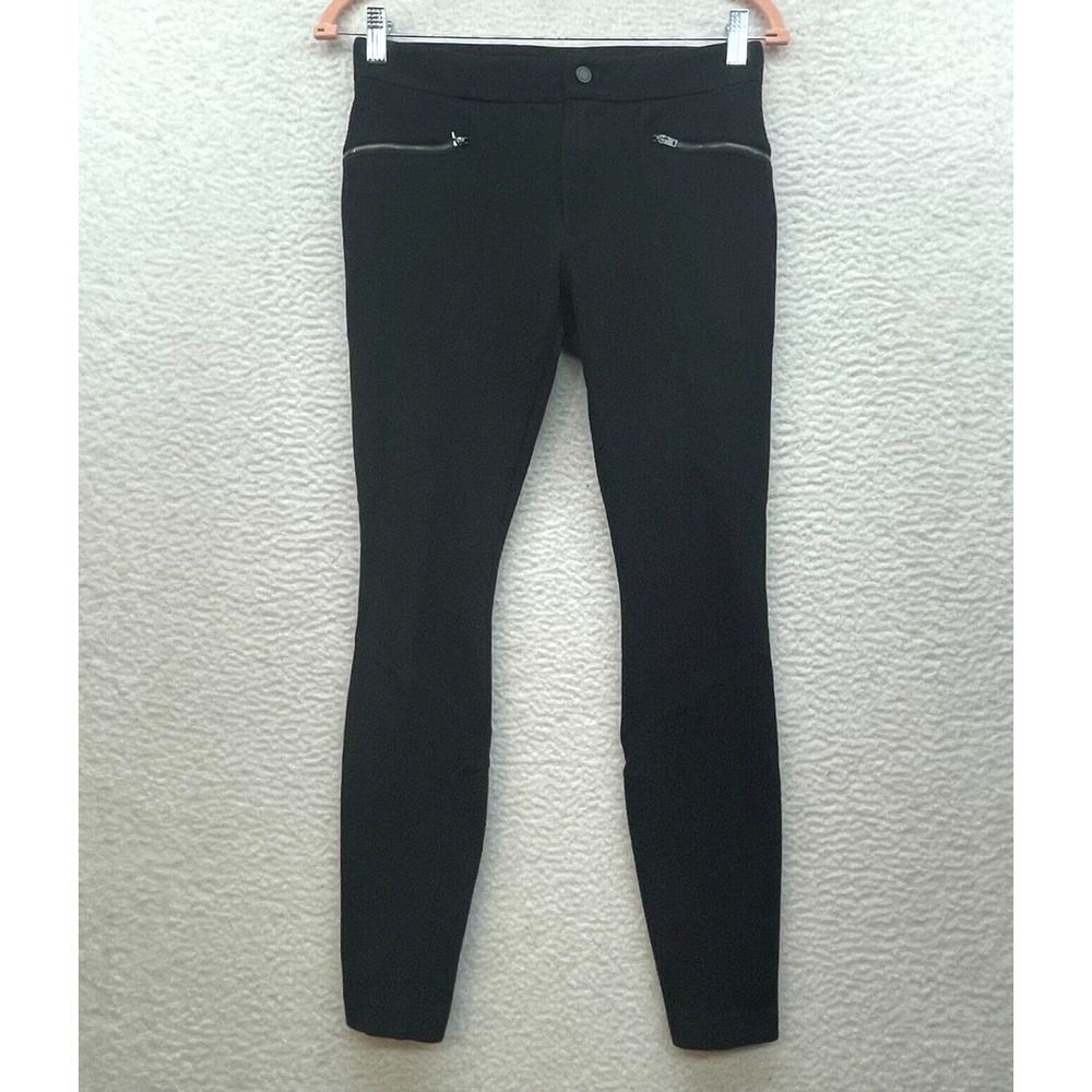 Athleta Pants Womens 4 Black Ponte Moto Twill Legging Zippers Workout Stretch